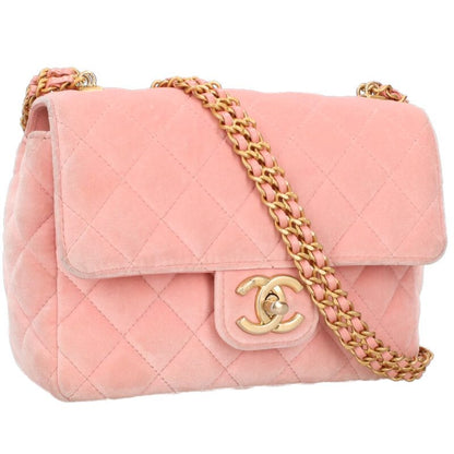 CHANEL Mini Matelasse 20 Velvet Chain Bag Pink Size ONE SIZE