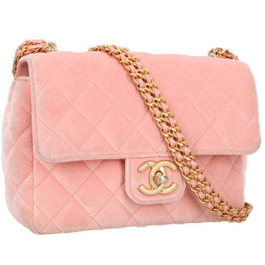CHANEL Mini Matelasse 20 Velvet Chain Bag Pink Size ONE SIZE