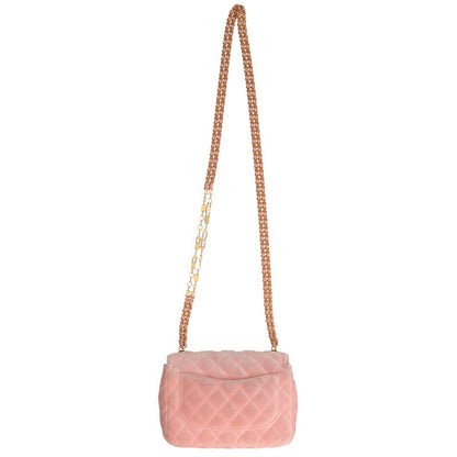 CHANEL Mini Matelasse 20 Velvet Chain Bag Pink Size ONE SIZE