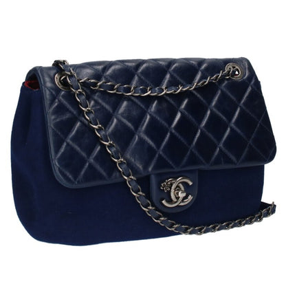 CHANEL Matelasse Lambskin Wool Chain Shoulder Size ONE SIZE