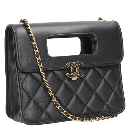 CHANEL Quilted Leather Shoulder Bag Black & Size ONE SIZE