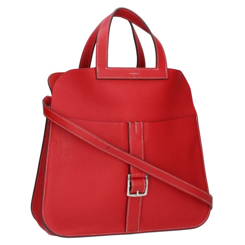 HERMES Halzan 31 Taurillon Clemence Rouge Size ONE SIZE