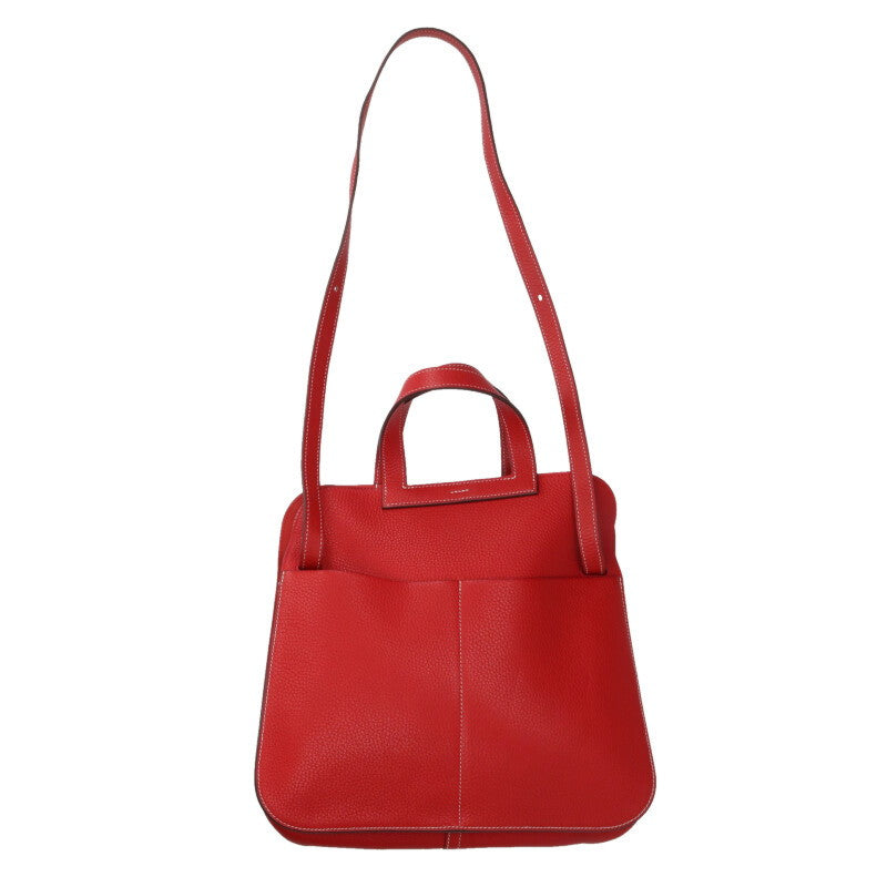 HERMES Halzan 31 Taurillon Clemence Rouge Size ONE SIZE