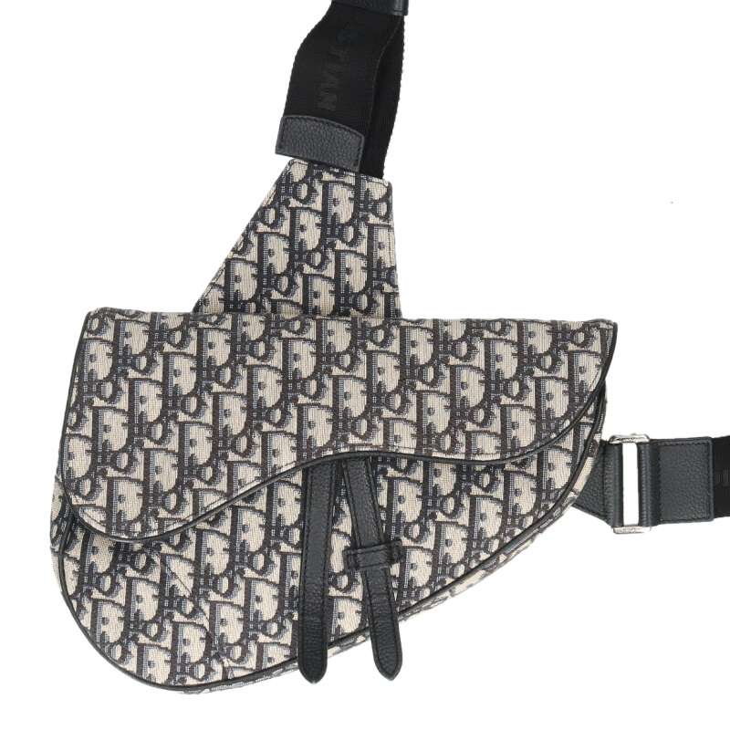 DIOR Saddle Oblique Jacquard Shoulder Bag Navy Size ONE SIZE