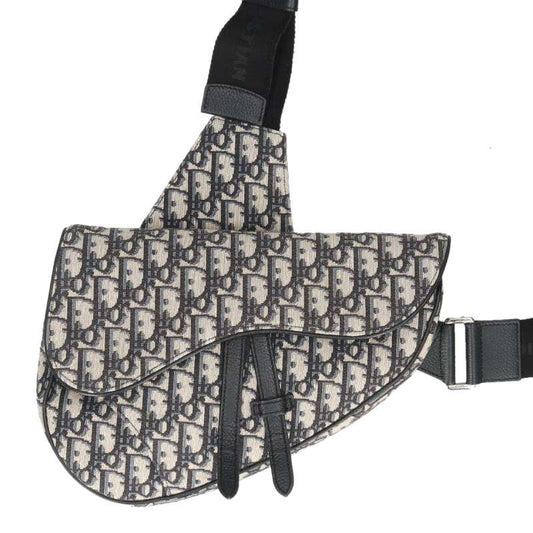 DIOR Saddle Oblique Jacquard Shoulder Bag Navy Size ONE SIZE