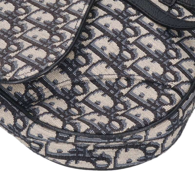 DIOR Saddle Oblique Jacquard Shoulder Bag Navy Size ONE SIZE