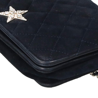 CHANEL Star Rhinestone Suede Chain Wallet Bag Size ONE SIZE
