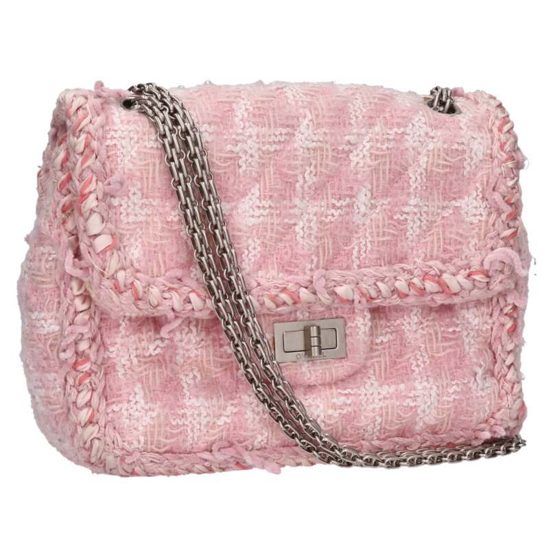 CHANEL 2.55 Tweed Chain Shoulder Bag Pink Size ONE SIZE