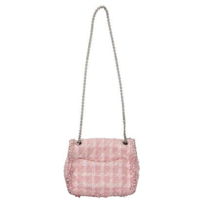 CHANEL 2.55 Tweed Chain Shoulder Bag Pink Size ONE SIZE