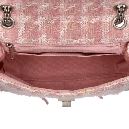 CHANEL 2.55 Tweed Chain Shoulder Bag Pink Size ONE SIZE