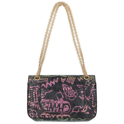 CHANEL 2.55 Graffiti Croco Embossed Double Size ONE SIZE