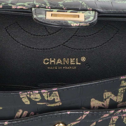 CHANEL 2.55 Graffiti Croco Embossed Double Size ONE SIZE