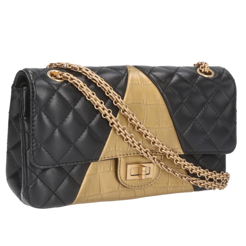 CHANEL 2.55 Lambskin Croco Embossed Chain Size ONE SIZE