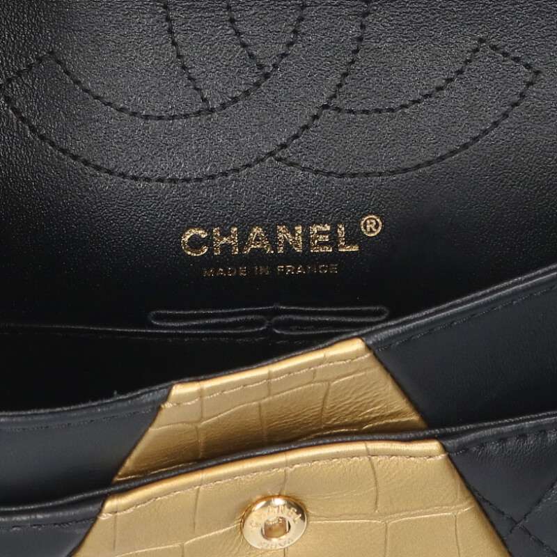 CHANEL 2.55 Lambskin Croco Embossed Chain Size ONE SIZE