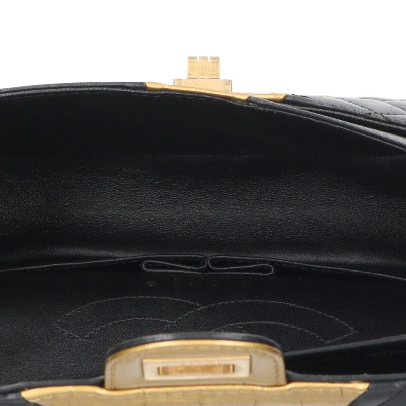 CHANEL 2.55 Lambskin Croco Embossed Chain Size ONE SIZE