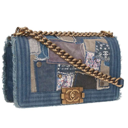 CHANEL Boy Chanel 25 Denim Patchwork Shoulder Bag Size 25