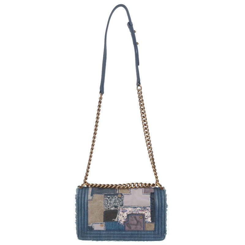 CHANEL Boy Chanel 25 Denim Patchwork Shoulder Bag Size 25