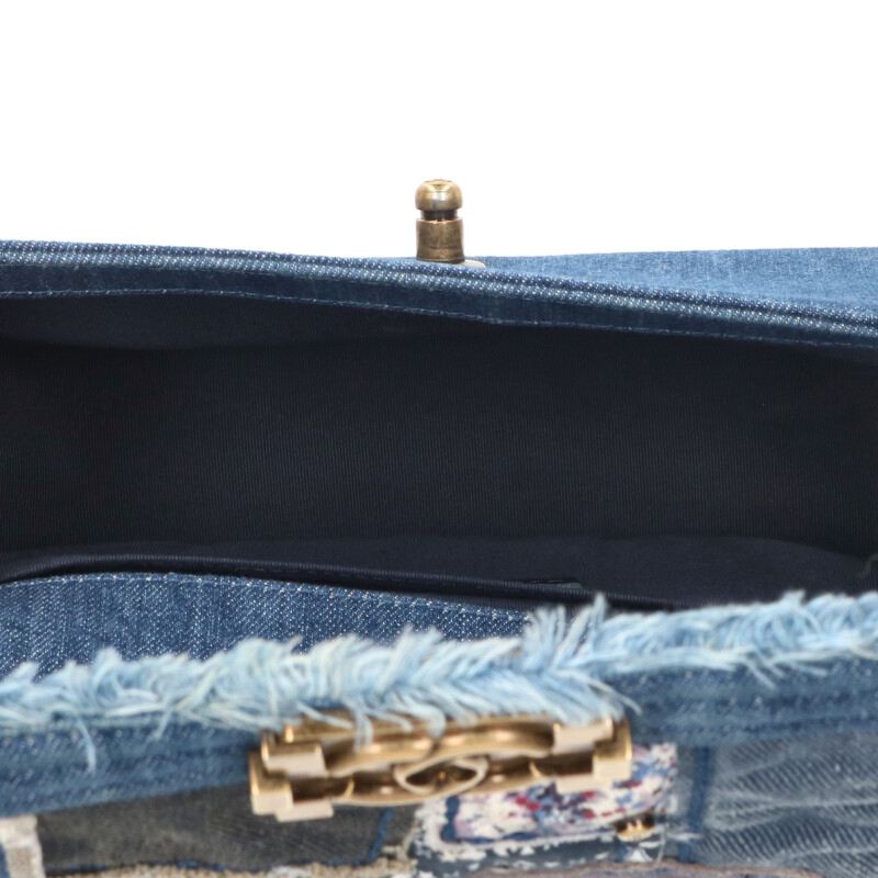 CHANEL Boy Chanel 25 Denim Patchwork Shoulder Bag Size 25
