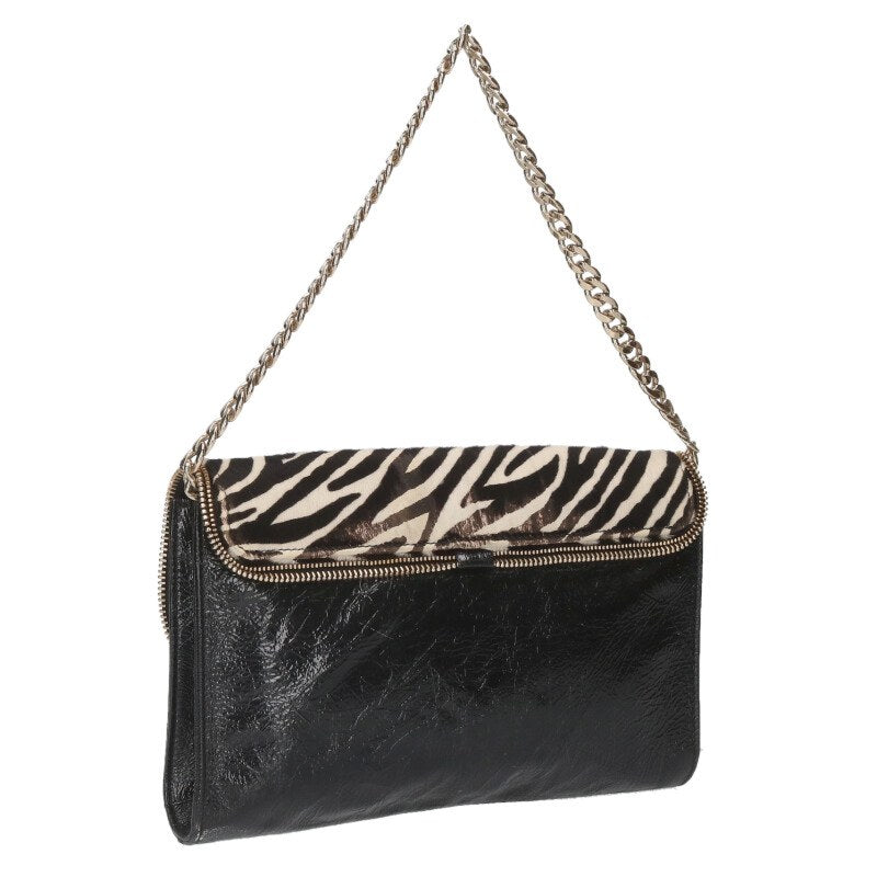 JIMMYCHOO Zebra Chain Shoulder Bag Black/White Size ONE SIZE