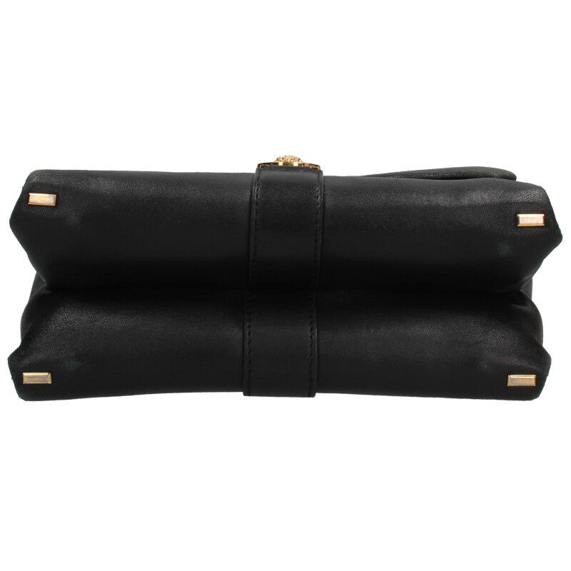 Versace Leather Chain Shoulder Bag Black x Gold