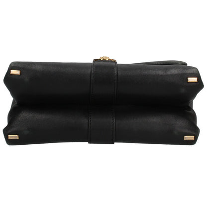 Versace Leather Chain Shoulder Bag Black x Gold