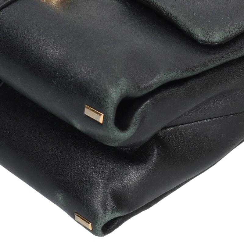 Versace Leather Chain Shoulder Bag Black x Gold
