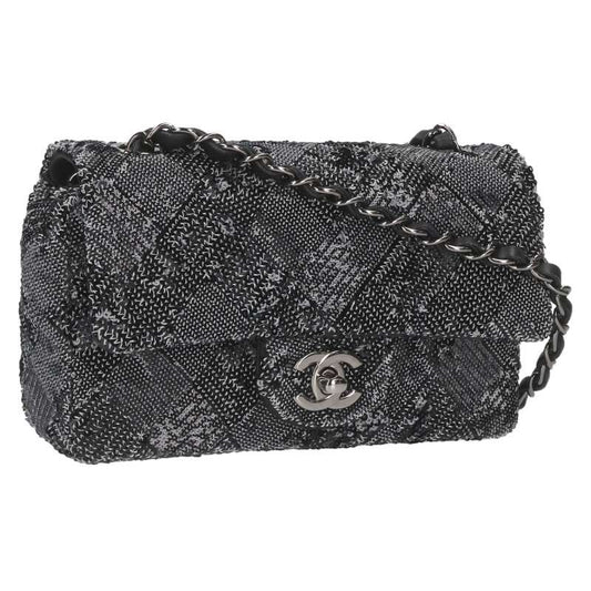 CHANEL Sequined Chain Shoulder Bag Black Size ONE SIZE