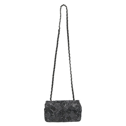 CHANEL Sequined Chain Shoulder Bag Black Size ONE SIZE