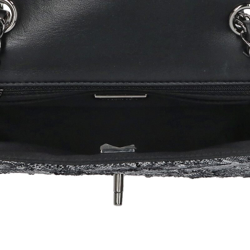 CHANEL Sequined Chain Shoulder Bag Black Size ONE SIZE