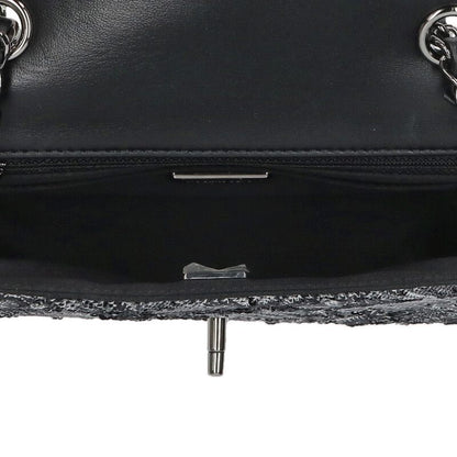 CHANEL Sequined Chain Shoulder Bag Black Size ONE SIZE