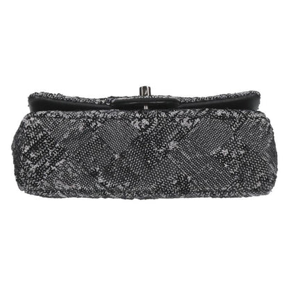 CHANEL Sequined Chain Shoulder Bag Black Size ONE SIZE