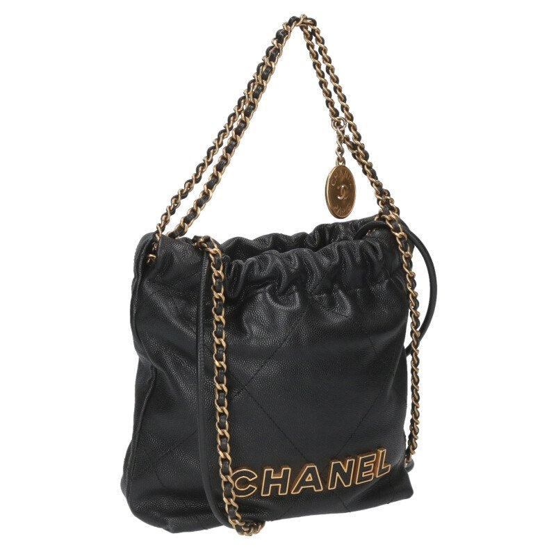 CHANEL 22 Mini Cutout Logo Caviar Skin Bag Size ONE SIZE