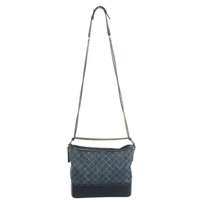 CHANEL Gabrielle Denim Chain Shoulder Bag Indigo Blue