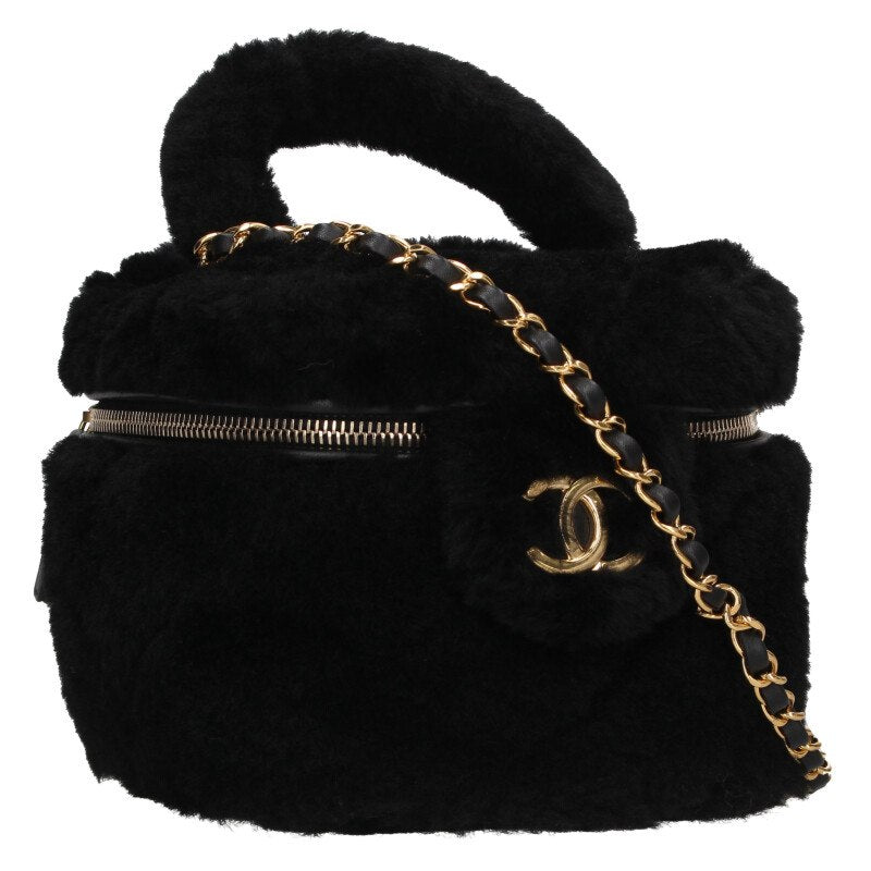 CHANEL Coco Mark Shearling 2-Way Shoulder Bag Size ONE SIZE