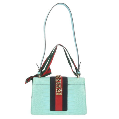 GUCCI Sylvie Croc Leather Shoulder Bag Light Size ONE SIZE