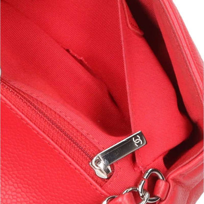 CHANEL Chevron V Stitch Chain Shoulder Bag Red Size ONE SIZE