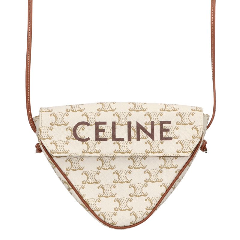 CELINE Triangle Triomphe Logo Shoulder Bag Size ONE SIZE