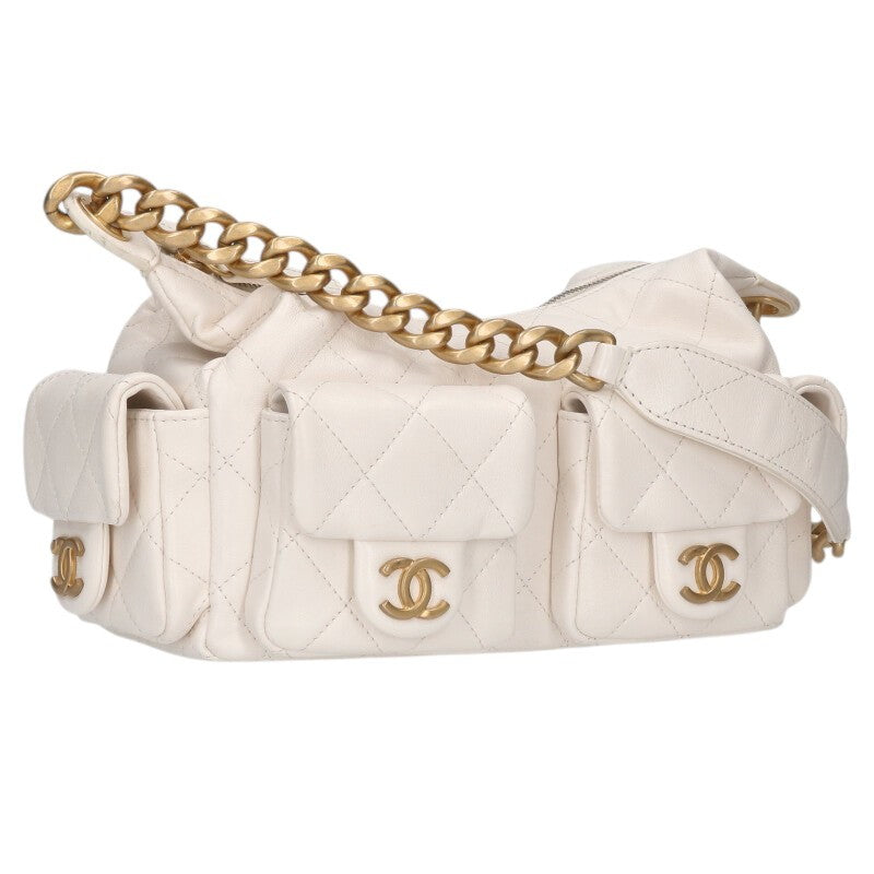 CHANEL Large Shiny Lambskin Hobo Shoulder Bag Size ONE SIZE