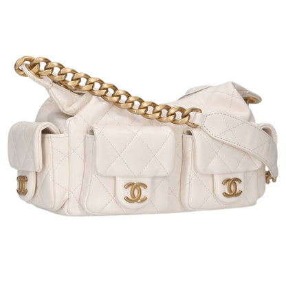 CHANEL Large Shiny Lambskin Hobo Shoulder Bag Size ONE SIZE