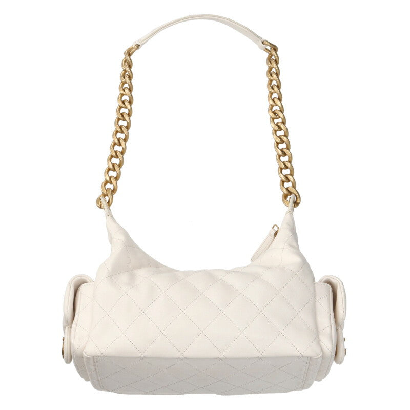 CHANEL Large Shiny Lambskin Hobo Shoulder Bag Size ONE SIZE