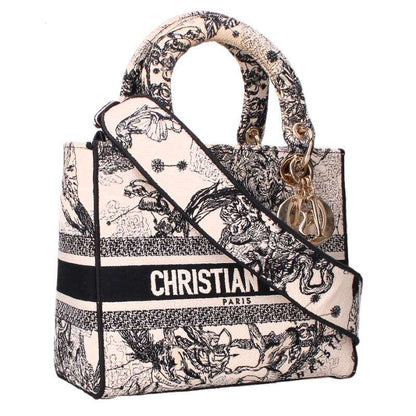 DIOR Lady D-Lite Canvas 2-Way Shoulder Bag Size ONE SIZE