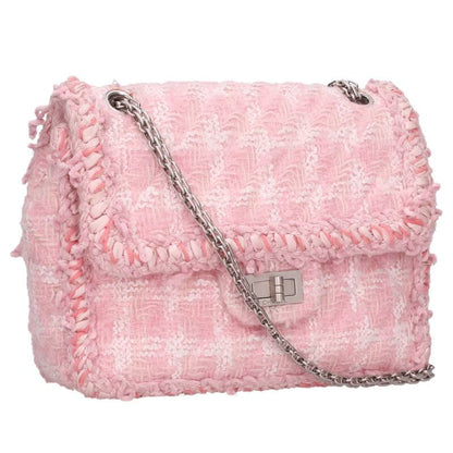 CHANEL 2.55 Tweed Chain Shoulder Bag Size ONE SIZE