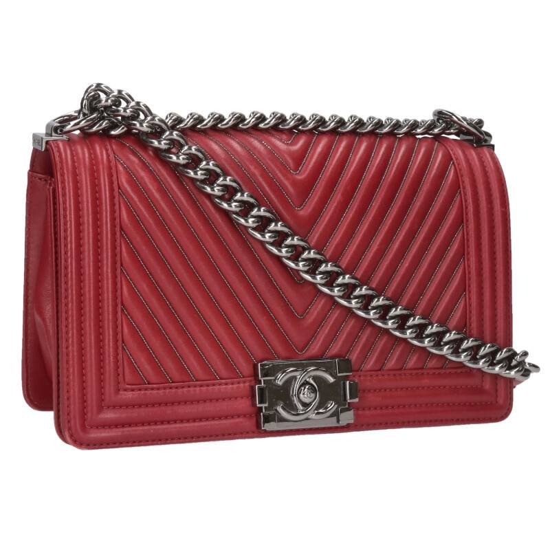 CHANEL Boy Chanel 25 Chevron Lambskin Chain Size ONE SIZE