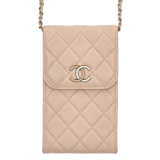 CHANEL Pink Quilted Chain Phone Case Shoulder Size ONE SIZE