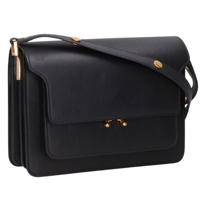 MARNI Black Leather Trunk Shoulder Bag Size ONE SIZE