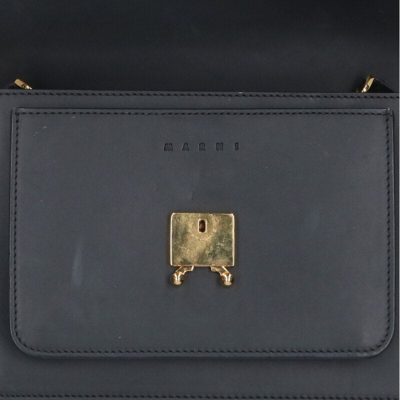 MARNI Black Leather Trunk Shoulder Bag Size ONE SIZE