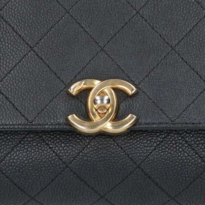 CHANEL Black Coco Mark Quilted Chain Shoulder Size ONE SIZE