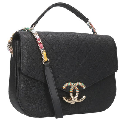 CHANEL Half Coco Caviar Skin Chain Shoulder Size ONE SIZE