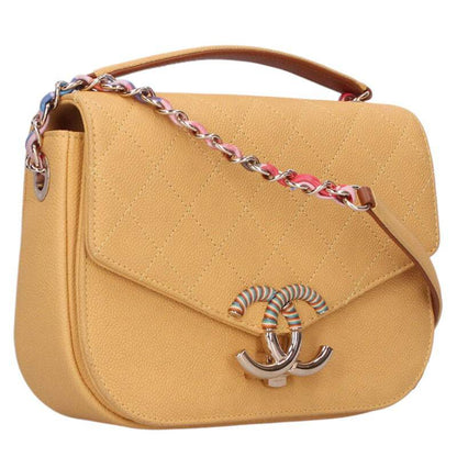 CHANEL Half Coco Caviar Skin Chain Shoulder Size ONE Multi