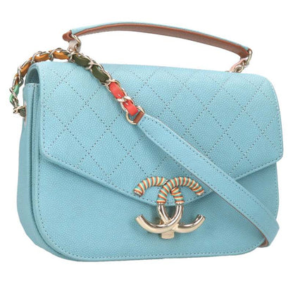 CHANEL Half Coco Caviar Skin Chain Shoulder Size ONE SIZE